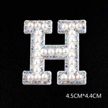 1 pièce 26 pièces autocollant en tissu avec alphabet de perles avec dos adhésif, livraison aléatoire, autocollant de décoration DIY avec perle, autocollant en tissu de lettre