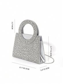 Túi xách đeo vai nữ thiết kế chắc chắn sang trọng trang trí bằng pha lê cho tiệc, đám cưới, dạ tiệc - Bạc - Xem 5