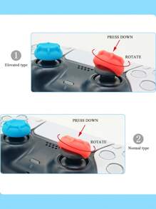 6 个硅胶操纵杆帽，蘑菇头按钮，防滑防汗设计的握把拇指杆，兼容 PS5/PS4/PS3/XB0X 系列 S/X/XB0X ONE/XB0X 360/SWITCH PRO 控制器，零售盒包装 - 彩色 - 查看 3