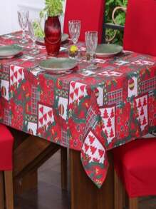 Christmas Tablecloth 1.50 X 1.50 Square Table 4 Seats Ready For Delivery Christmas Theme Christmas Santa Claus Christmas Decoration - 紅色 - 查看 2