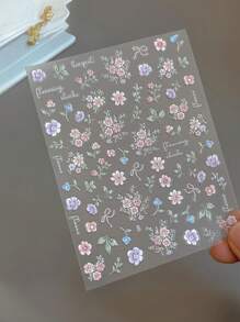 1 秋冬款浮雕花朵指甲贴纸 蝴蝶结花朵花朵 色彩鲜艳精致小清新 自带粘性指甲装饰DIY 自带胶水 适用于手指甲脚趾甲装饰贴纸 - 彩色 - 查看 5