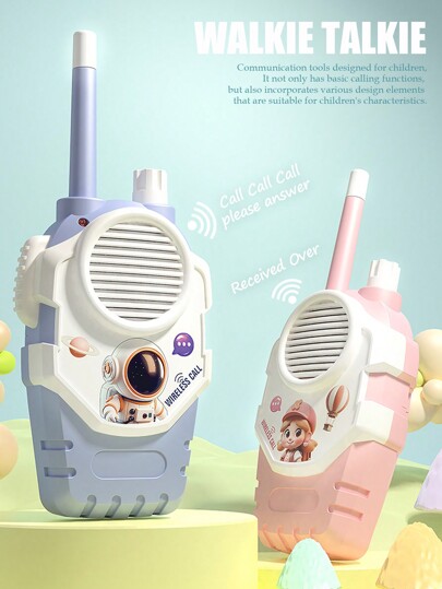 2pcs Kids Walkie Talkies Toy, Pink & Purple Long Range Wireless Transceiver For Indoor Outdoor Sports Activities, Educational & Parenting Interaction, Gift For Boys & Girls, Accessories Randomly Included, Batteries Not Included, With Children Certification,Walkie Takie,Walkie Talkies Long Range,Kids Walkie-Talkie