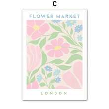 1 件花卉市场墙壁艺术彩色帆布画北欧植物海报印刷画客厅装饰画无框 - 彩色 - 查看 34