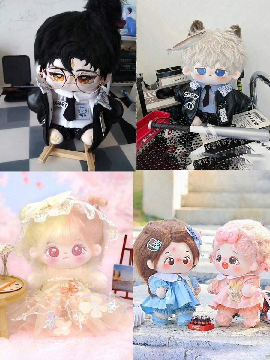 2 件/5 件/6 件 20 厘米毛绒娃娃衣服蓬松毛衣套装，公主裙套装（不含娃娃） - 20CM娃娃衣服 - 查看 1