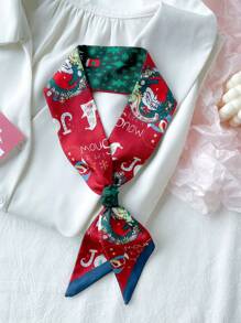 4pcs Christmas & New Year Slim Long Skinny Scarves, Atmosphere Inspired, Suitable For Tying As Waistband, Professional Neckerchief