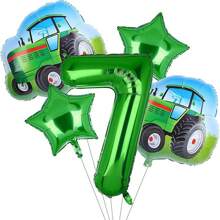 5pcs/Set Tractor Theme Green Number 1-9 Foil Balloons,Farm Theme Birthday Party Decorations,Tractor Birthday Decorations,Farm Theme Party,John Deere Tractor,Tractor,Farm,Tractor Birthday,Racing Car Party,Blue Tractor,Number 2 Balloon,Tractor,Tractor Birthday,Farm - Multicolor - View 10