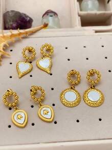 6 Pcs Women's Gold Hoop Earrings,14k Gold Cartilage Earrings Set Allergy Resistant Water Drop Pearl Earrings Delicate Gold Studs Small Gold Huggie Hoop Earrings Women's Fashion Gold Accessories