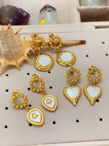 6 Pcs Women's Gold Hoop Earrings,14k Gold Cartilage Earrings Set Allergy Resistant Water Drop Pearl Earrings Delicate Gold Studs Small Gold Huggie Hoop Earrings Women's Fashion Gold Accessories