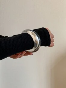 1pc Fashionable Geometric Wide Acrylic Bangle, Casual Minimalist Bracelet