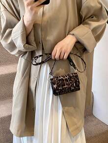 1 chiếc túi đeo vai có khóa xích mini bằng da PU, thời trang và tiện dụng cho phụ nữ sử dụng hàng ngày - Nhiều màu - Xem 4