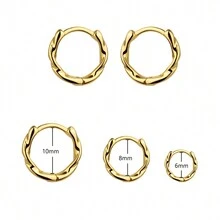 18K GOLD PLATED TWISTED DETAIL HOOP EARRINGS - Vàng - Xem 5