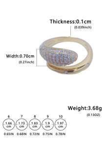 1pc Elegant INS Style 18K Gold Plated 925 Sterling Silver Cubic Zirconia Snake Ring, Adjustable For Women, Suitable For Daily Wear, Festival & Party, Jewelry Gift - Gold - View 6