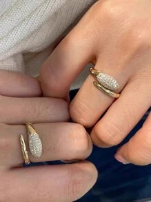 1pc Elegant INS Style 18K Gold Plated 925 Sterling Silver Cubic Zirconia Snake Ring, Adjustable For Women, Suitable For Daily Wear, Festival & Party, Jewelry Gift - Gold - View 5