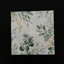 12 件桉树叶一次性派对餐巾，2 层，13*13 英寸纸巾，适用于户外派对、野餐、餐厅、婚礼派对纸巾 - 綠色 - 查看 8