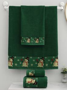1 件圣诞可爱鹿刺绣柔软吸水不脱落浴巾，适合情侣、家庭、浴室、泳池、酒店、礼物、成人高档速干头发/脸巾 - 多色 - 查看 2