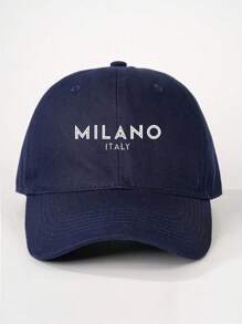 1 pièce Casquette de baseball brodée Milano pour femmes, chapeau décontracté réglable avec protection contre le soleil pour l'extérieur, les voyages, la plage, les vacances, également adapté pour les hommes, style Y2K