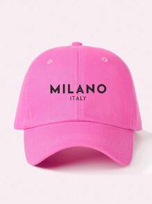 1 pièce Casquette de baseball brodée Milano pour femmes, chapeau décontracté réglable avec protection contre le soleil pour l'extérieur, les voyages, la plage, les vacances, également adapté pour les hommes, style Y2K