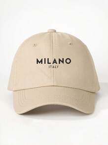 1 pièce Casquette de baseball brodée Milano pour femmes, chapeau décontracté réglable avec protection contre le soleil pour l'extérieur, les voyages, la plage, les vacances, également adapté pour les hommes, style Y2K