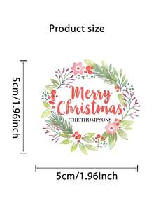 12 cái/24 cái/40 cái Vòng hoa Giáng sinh vui vẻ tùy chỉnh Chữ viết cá nhân Nhãn dán tròn cổ điển - Nhiều màu - Xem 8