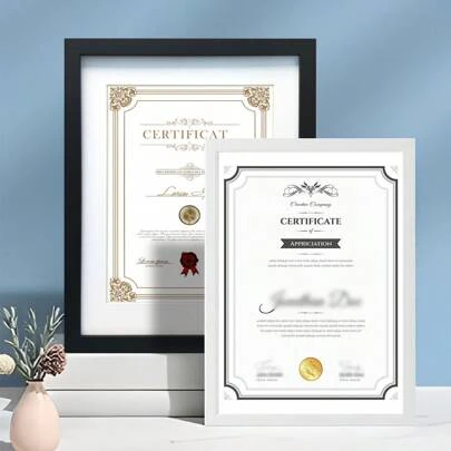 1 个 8.5x11 英寸、11x14 英寸、A4 或其他尺寸简约相框（不含相纸），黑色或白色，适用于办公室、家居装饰、壁炉、客厅、中心装饰，是毕业、证书、身份证、节日的绝佳礼物