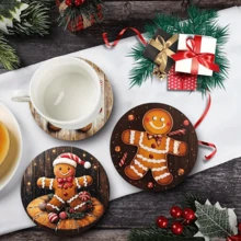 1 cái/4 cái/6 cái Đế lót ly hình Người bánh gừng dễ thương, Đế lót ly bằng polyester chịu nhiệt có lớp lót cao su chống trượt, Trang trí nhà cửa, Trang trí bàn bếp & bàn ăn, Thích hợp làm quà tặng - Nhiều màu - Xem 9