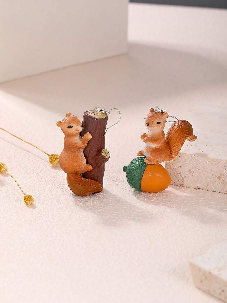 1 chiếc bông tai mặt dây chuyền hình con sóc sáng tạo, quà tặng cho phụ nữ - Nhiều màu - Xem 1