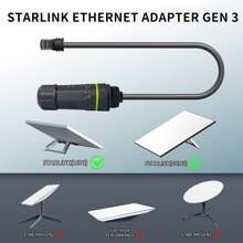 Adaptador Ethernet Starlink Gen 3/Mini, Cable Starlink de 1.64 pies con interfaz de cable Ethernet RJ45, para conectar el Starlink estándar - Multicolor - Ver 3