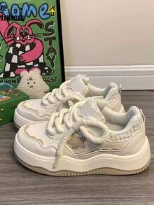 Giày thể thao đế dày họa tiết ngôi sao thời trang dành cho nữ - Màu be - Xem 3