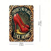 Vintage "There's No Place Like Home" Sparkling Red High Heel Iron Sign - Retro Wall Art Decorative Plaque For Home Decoration - 7.87x11.81inch (Random Style),Home Decor ,Room Decor,Wall Decor Gifts Birthday Graduation