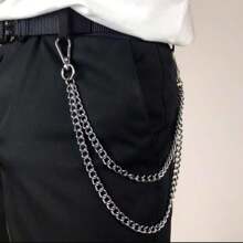 Corrente de Calça Moda Masculina Simples Para Homens e Mulheres Corrente Simples de Dupla Camada Punk HipHop Cintura