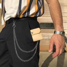 Corrente de Calça Moda Masculina Simples Para Homens e Mulheres Corrente Simples de Dupla Camada Punk HipHop Cintura