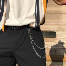 Corrente de Calça Moda Masculina Simples Para Homens e Mulheres Corrente Simples de Dupla Camada Punk HipHop Cintura