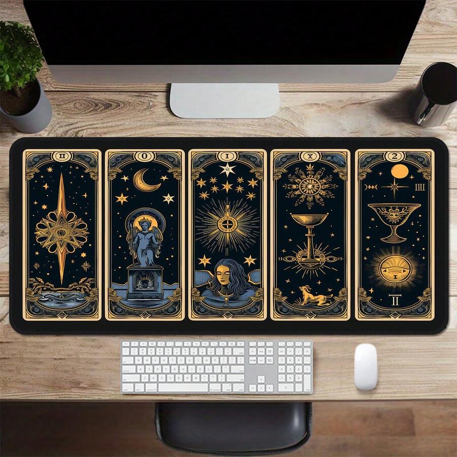 塔罗牌大桌垫、游戏鼠标垫、键盘垫、独特创意、橡胶防滑底座、边缘锁定 - 塔羅牌 - 查看 1