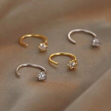 1 paire de boucles d'oreilles à tige réglables unisexes, avec zirconium cubique artificiel, un design simple brillant et tendance, pouvant être portées pendant le sommeil, convient pour le port quotidien des hommes et des femmes