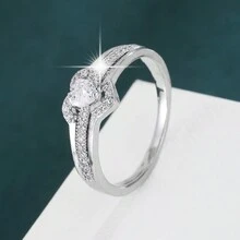 1 件优雅心形方晶锆石装饰女士戒指 - 彩色 - 查看 24