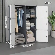 Easy-To-Assemble Wardrobe Closet, Sturdy & Durable Home Bedroom Organizer Storage Cabinet For Rental Room/Dorm, Small Storage Armoire