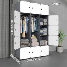 Easy-To-Assemble Wardrobe Closet, Sturdy & Durable Home Bedroom Organizer Storage Cabinet For Rental Room/Dorm, Small Storage Armoire