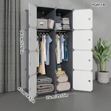 Easy-To-Assemble Wardrobe Closet, Sturdy & Durable Home Bedroom Organizer Storage Cabinet For Rental Room/Dorm, Small Storage Armoire