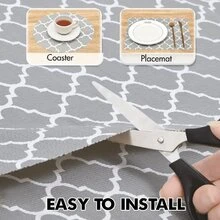 1 Cuộn Tấm Lót Ngăn Kéo PEVA, Tấm Lót Kệ Chống Trượt Chống Thấm Nước Họa Tiết Hình Học Hiện Đại Cho Tủ Lạnh, Tủ Đựng Đồ Ăn Và Tủ Phòng Tắm, Ngăn Kéo, Tủ Sắp Xếp Nhà Bếp Và Tủ Lưu Trữ, Phụ Kiện Nhà Bếp. Thích Hợp Cho Trường Học Tại Nhà, Văn Phòng, Gia Đình, Du Lịch - màu xám đen - Xem 3