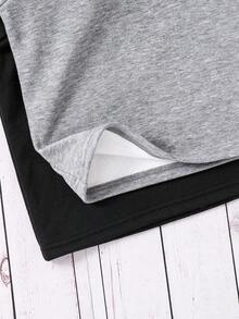 2 piezas Camiseta de manga larga con cuello llano para niños, uso diario casual y versátil, otoño/invierno - Multicolor - Ver 6