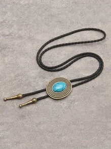 1 件蓝色珐琅猫眼奢华男士项链，西式 BOLO TIE 复古时尚吊坠项链，欧美复古风格，毛衣链配饰，男士圣诞礼物 - 波洛項鍊 - 查看 9