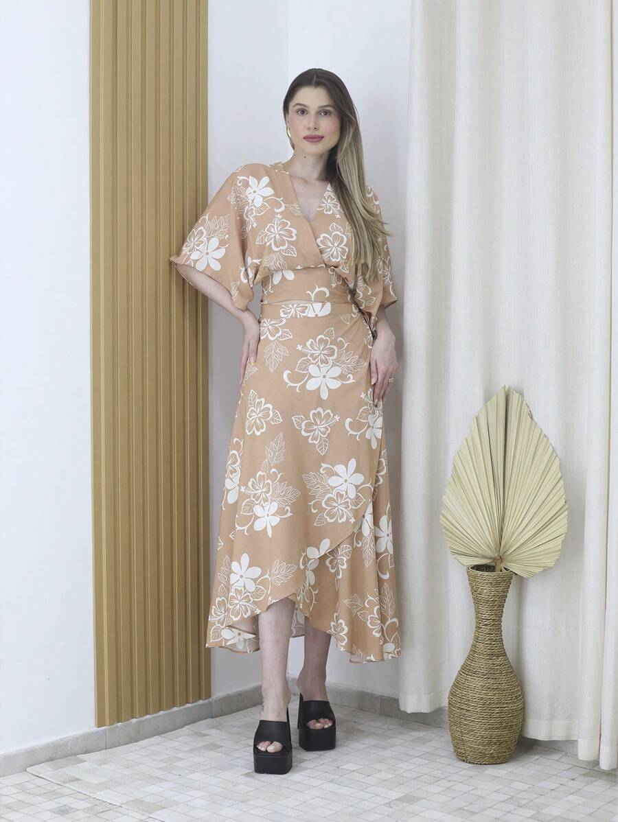 Women Two-Piece Outfits - 卡其色 - 查看 1