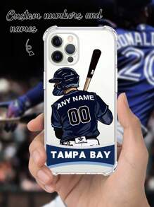 Customized Baseball Number Name Phone Case, Personalized Digit Number Shockproof Transparent Phone Cover, Full Body Protection Anti-Fall TPU Soft Suitable For A55, A54, A53, A52, A73, S22, S23, S24 Ultra, A14, 11, 12, 13, 14, 15, 16 Pro Max,International Version, Not The Domestic Version - Clear - View 1