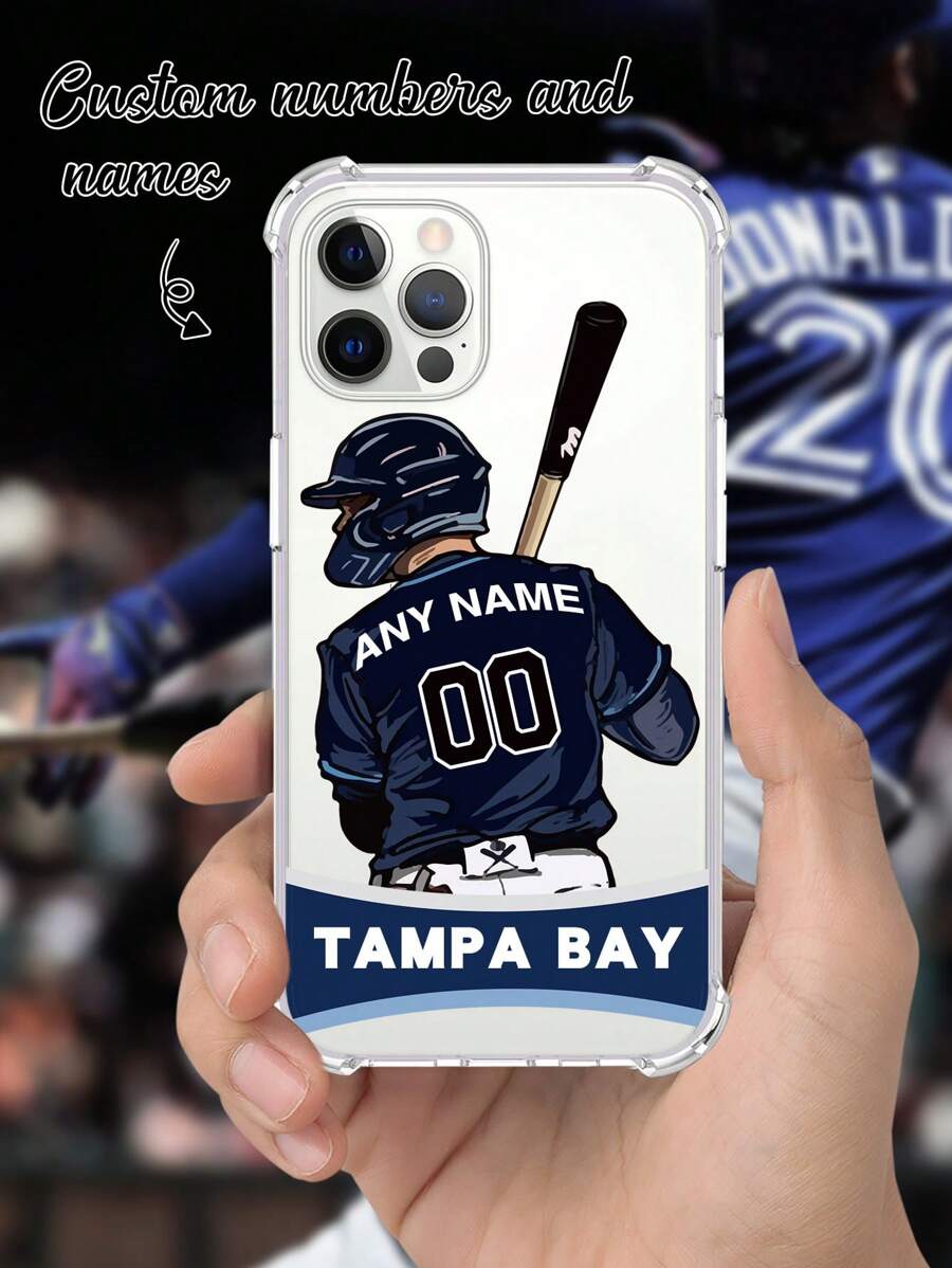 Customized Baseball Number Name Phone Case, Personalized Digit Number Shockproof Transparent Phone Cover, Full Body Protection Anti-Fall TPU Soft Suitable For A55, A54, A53, A52, A73, S22, S23, S24 Ultra, A14, 11, 12, 13, 14, 15, 16 Pro Max,International Version, Not The Domestic Version - Clear - View 1