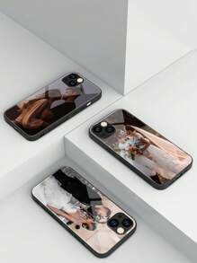 1pc Customized Anti-Slip Anti-Shock Full Coverage Tempered Glass Phone Case With Wedding, Couple, Family Photos, Suitable For A15/A14/A13 S23 22 Ultra/11 XR 12 13 14 15 16Pro Max, Gifts For Wife And Husband