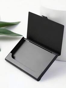 1 件名片夹金属名片盒口袋简约信用卡夹卡片盒超薄名片盒加厚铝合金明信片盒男女通用口袋金属卡片盒专业不锈钢名片夹钱包名片夹扣式闭合名片夹外出携带方便赠送朋友展览礼品商务