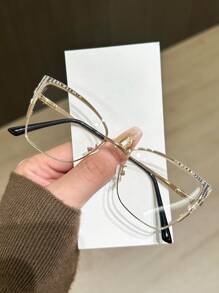 1 件女士闪亮不锈钢猫眼装饰戒指，适合日常和节日佩戴，四季皆宜 - 無色 - 查看 16