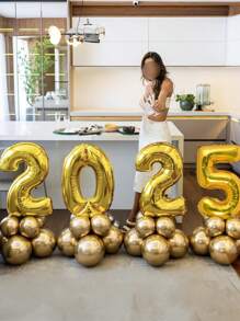 Bộ 36 quả bóng bay lá kim loại màu vàng 32 inch (khoảng 80cm) số 2025, đồ trang trí tiệc tốt nghiệp năm 2025, lễ tốt nghiệp, lễ khai giảng, đồ trang trí tiệc sinh nhật, đồ dùng ngày lễ - Nhiều màu - Xem 2