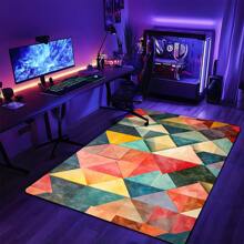 1 Pc, American Retro And Elegant Design, Rectangular Line Geometric Design Color Matching, Suitable For Living Room, Bedroom, Kitchen, Bathroom, Bathroom, Entrance Door, Courtyard, Four-Season Soft Floor Mat, Home Decoration Gifts Birthday Graduation
