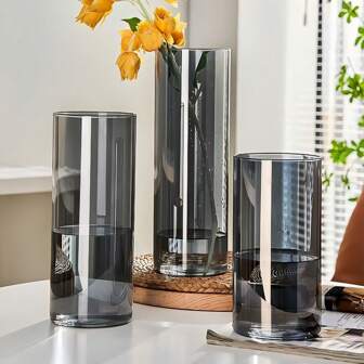 1pc Scandinavian Style Black Transparent Acrylic Flower Vase, Available In 5 Sizes, Tall Windproof Vase For Plant Bouquets, Unbreakable Plastic Vase For Wedding Centerpiece Decoration And Hydroponics Floor Vase Festival Decoration Gifts Birthday Graduation E-I-D